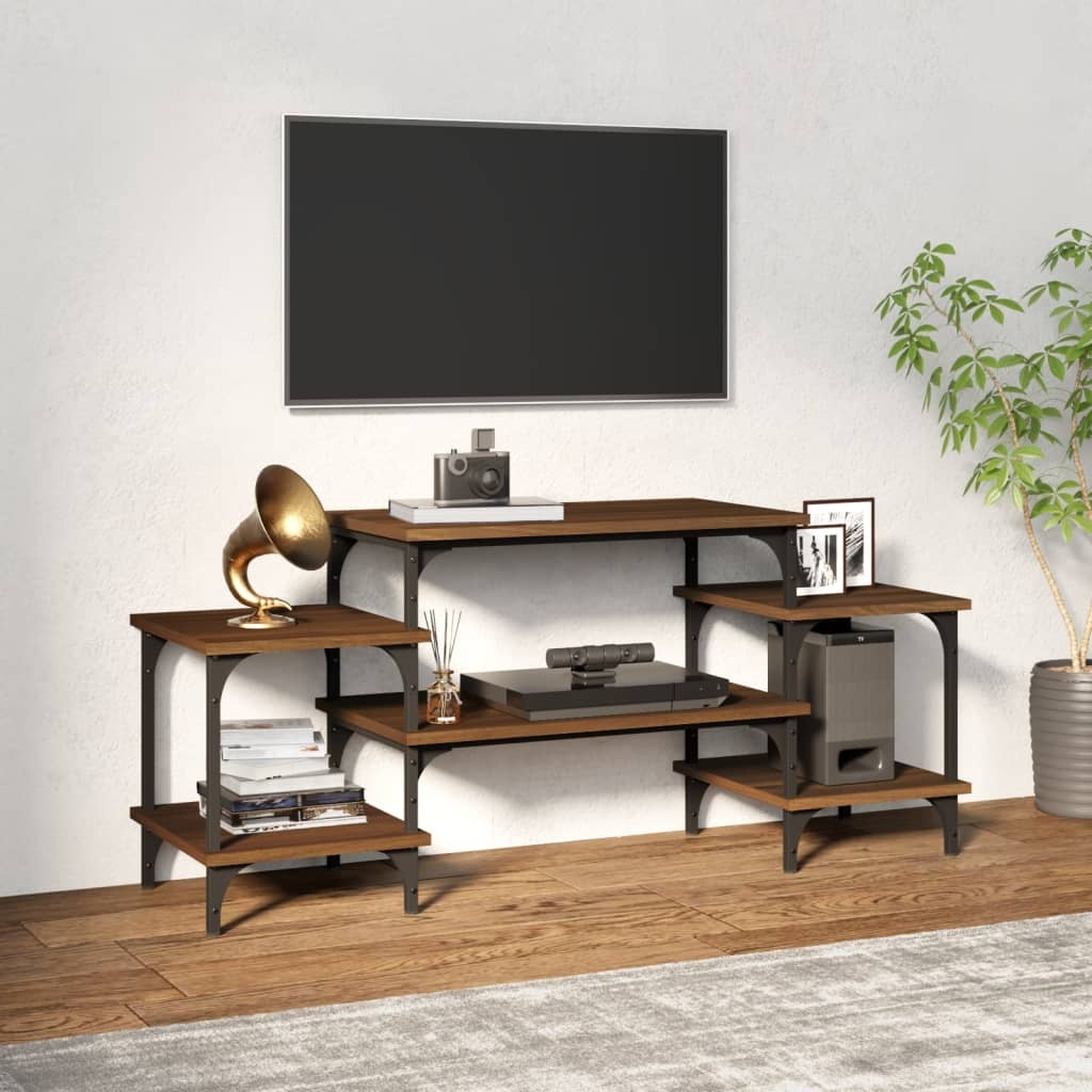 Tv-meubel 117x35x52 cm bewerkt hout bruineikenkleurig