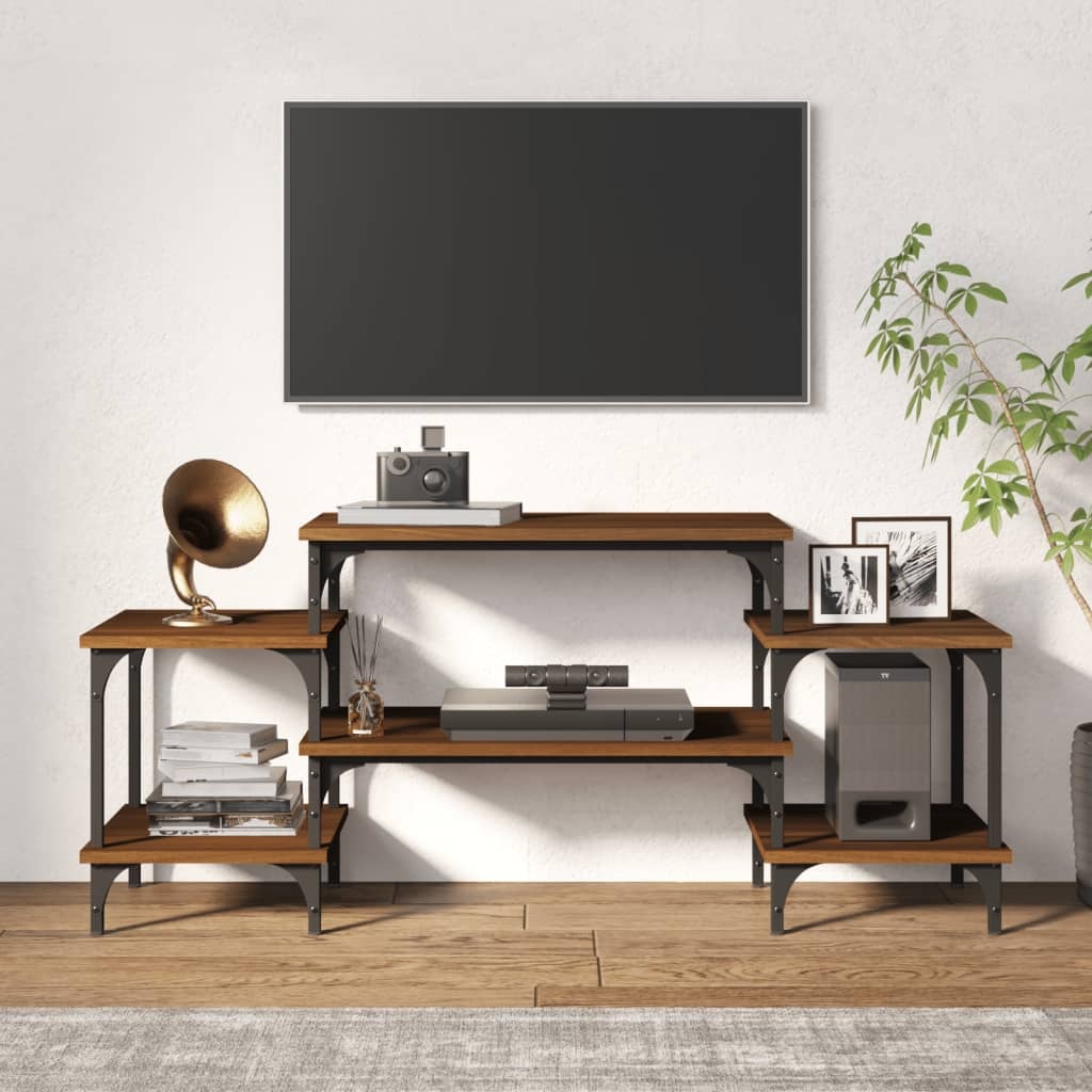 Tv-meubel 117x35x52 cm bewerkt hout bruineikenkleurig