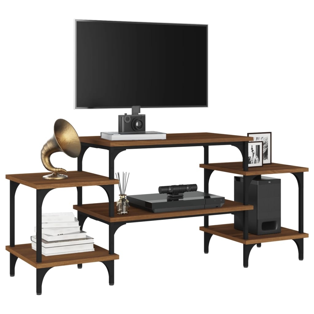 Tv-meubel 117x35x52 cm bewerkt hout bruineikenkleurig