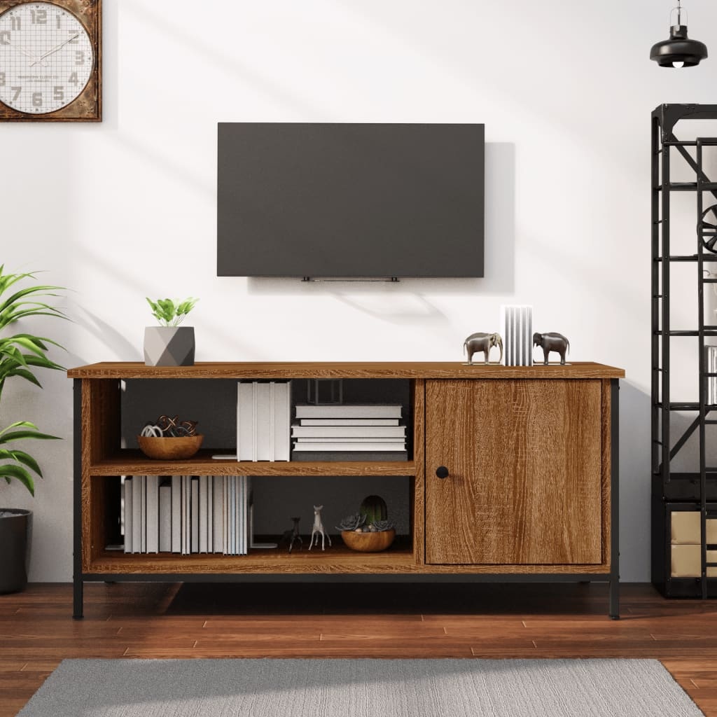 Tv-meubel 100x40x45 cm bewerkt hout bruineikenkleurig
