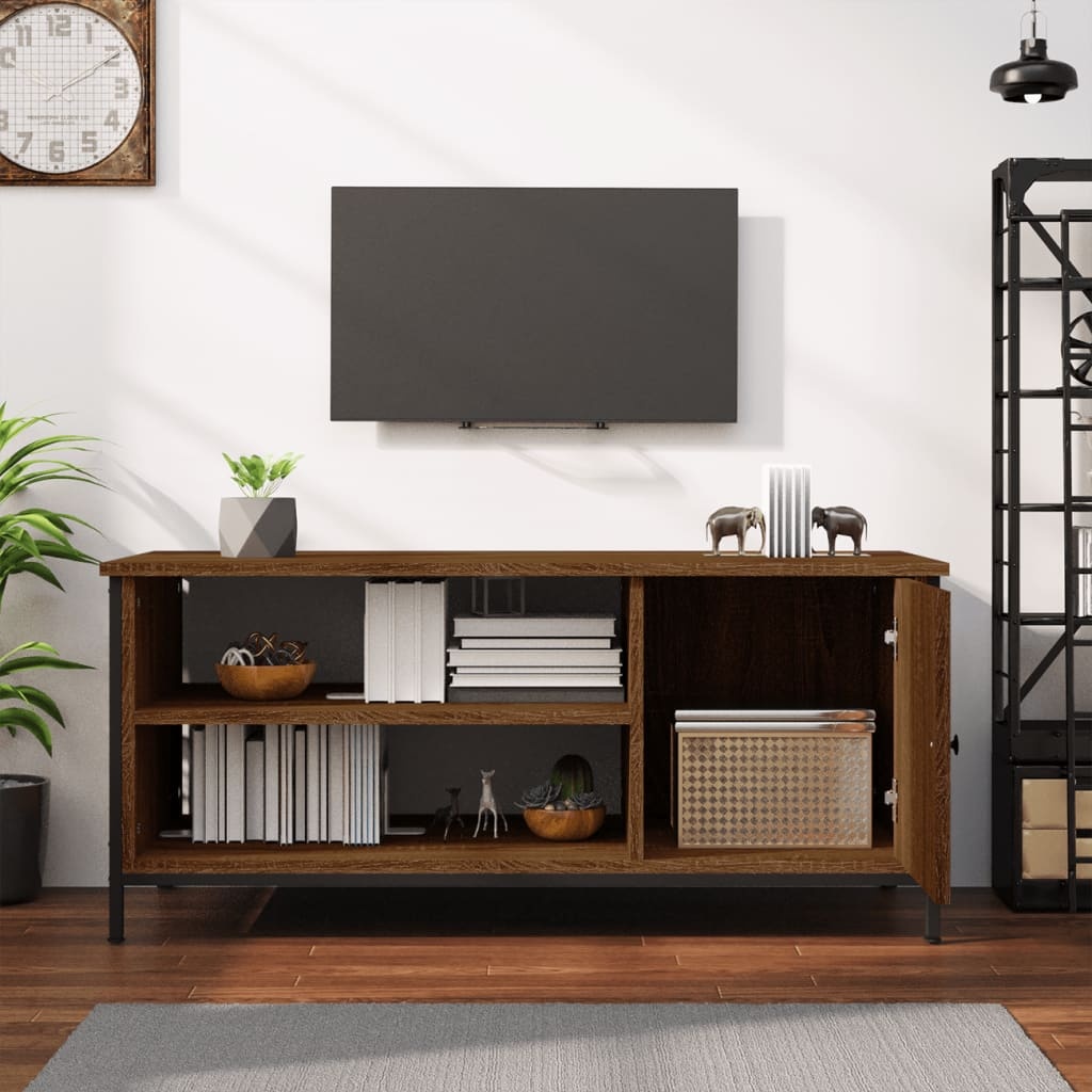 Tv-meubel 100x40x45 cm bewerkt hout bruineikenkleurig