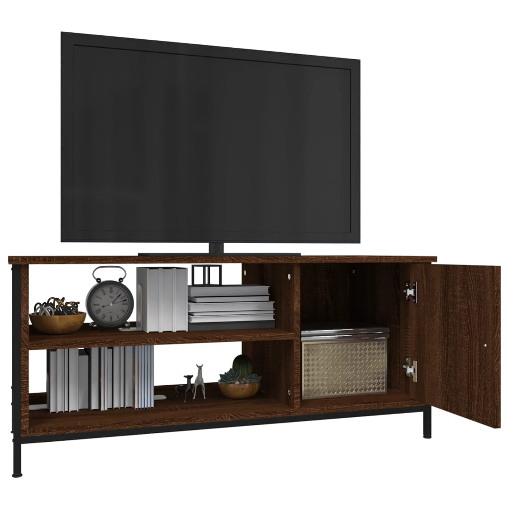 Tv-meubel 100x40x45 cm bewerkt hout bruineikenkleurig