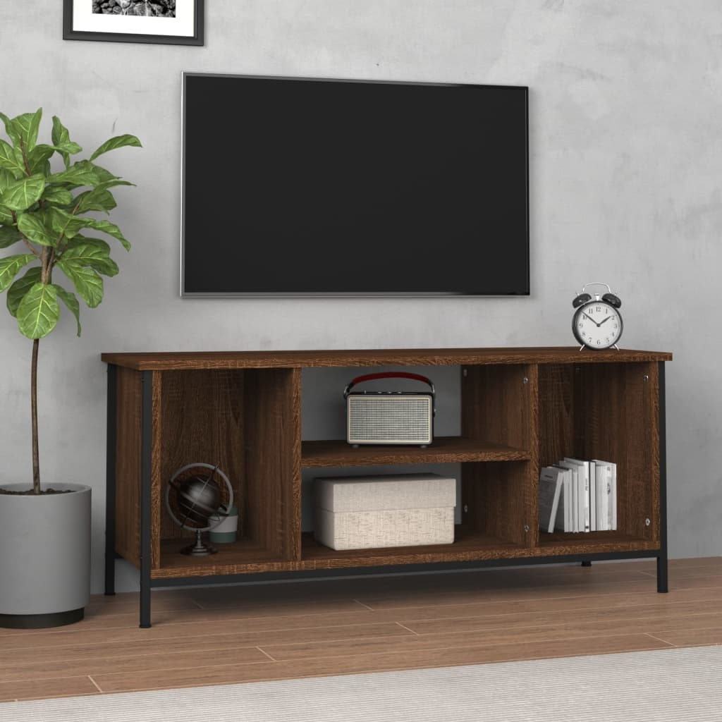 Tv-meubel 102x35x45 cm bewerkt hout bruineikenkleurig