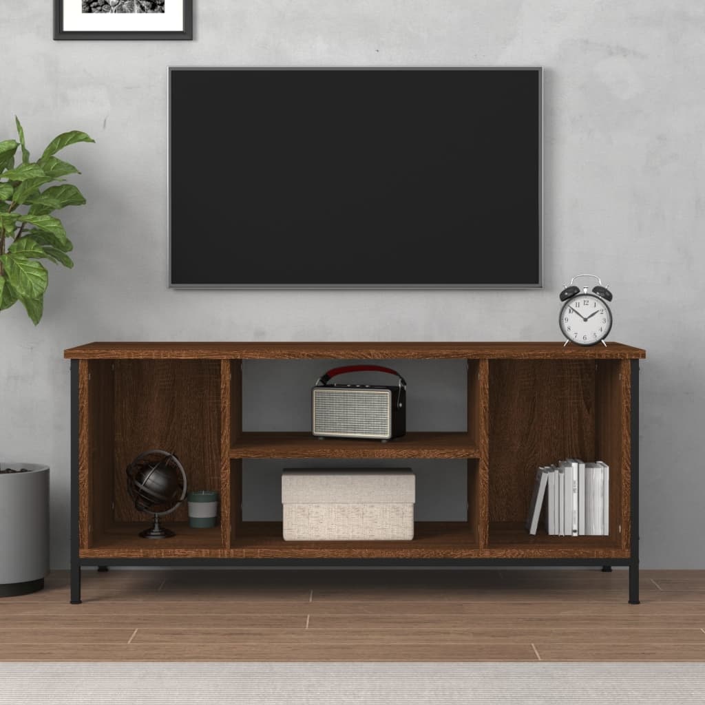 Tv-meubel 102x35x45 cm bewerkt hout bruineikenkleurig