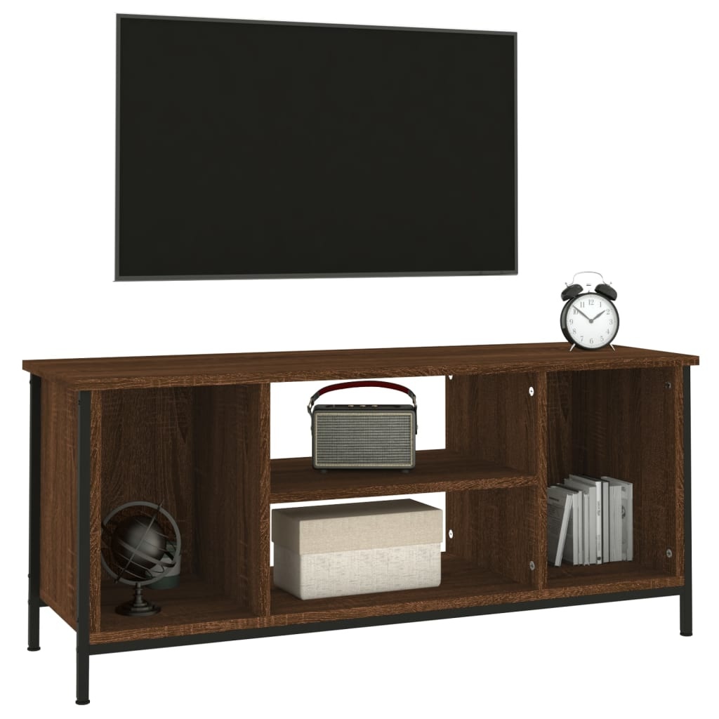 Tv-meubel 102x35x45 cm bewerkt hout bruineikenkleurig