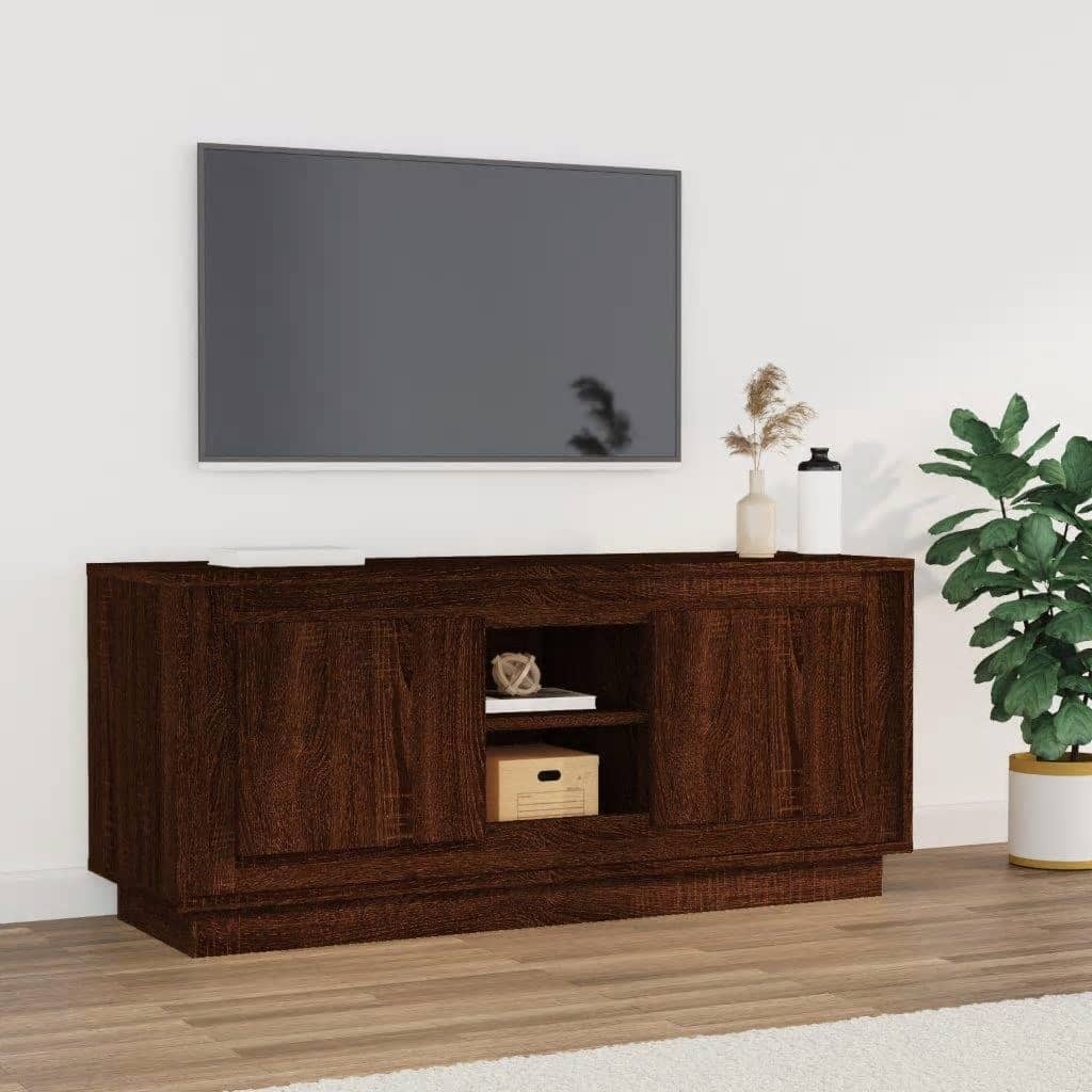 Tv-meubel 102x35x45 cm bewerkt hout bruineikenkleurig