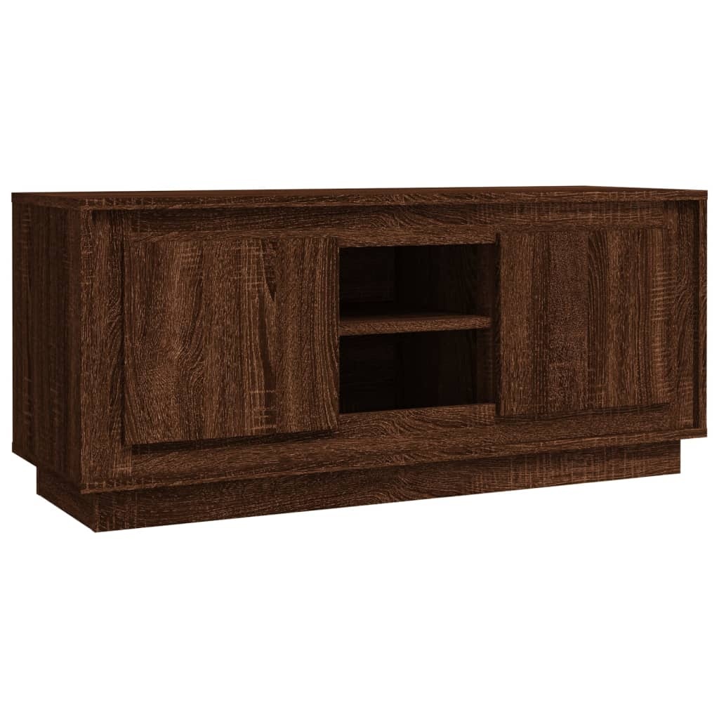 Tv-meubel 102x35x45 cm bewerkt hout bruineikenkleurig