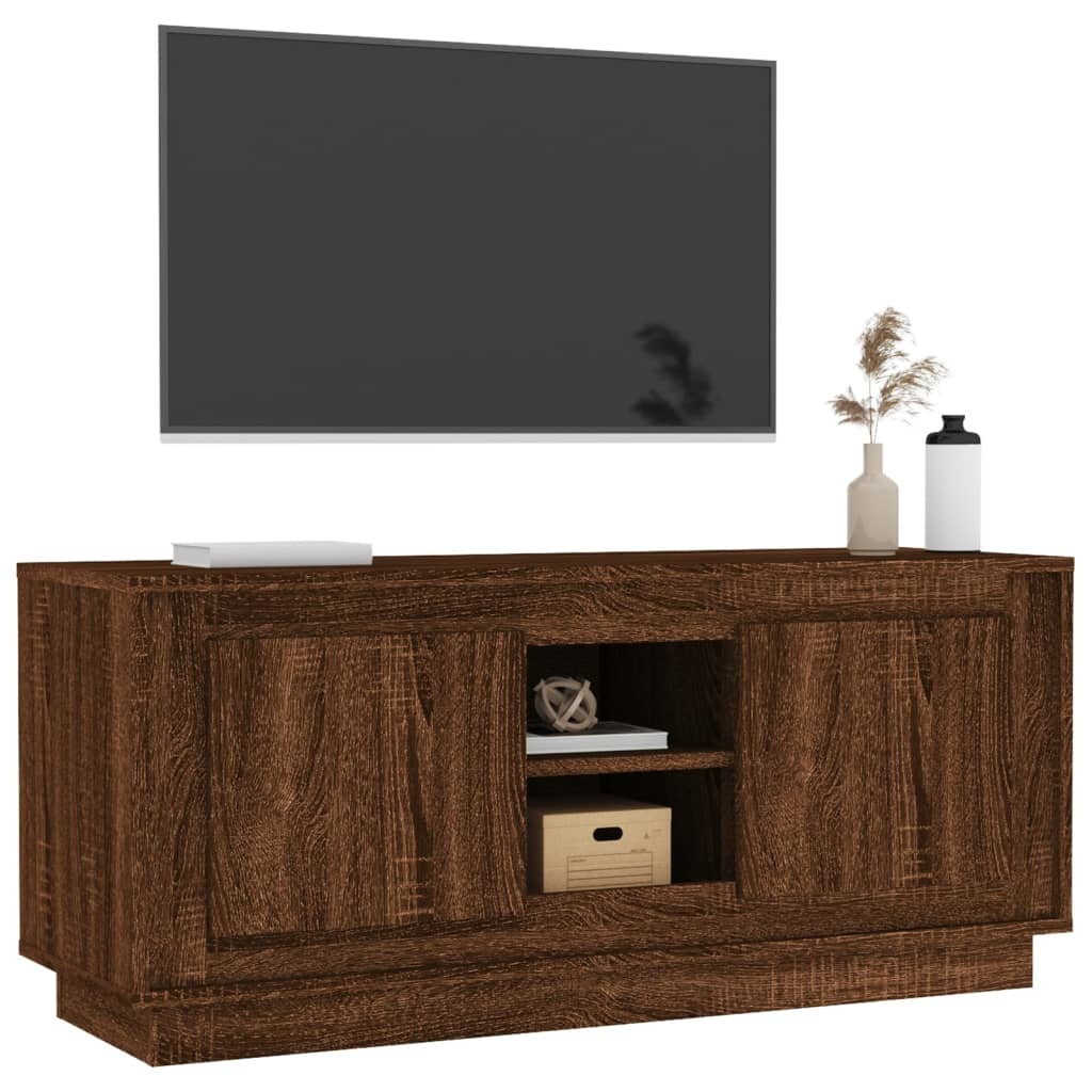 Tv-meubel 102x35x45 cm bewerkt hout bruineikenkleurig