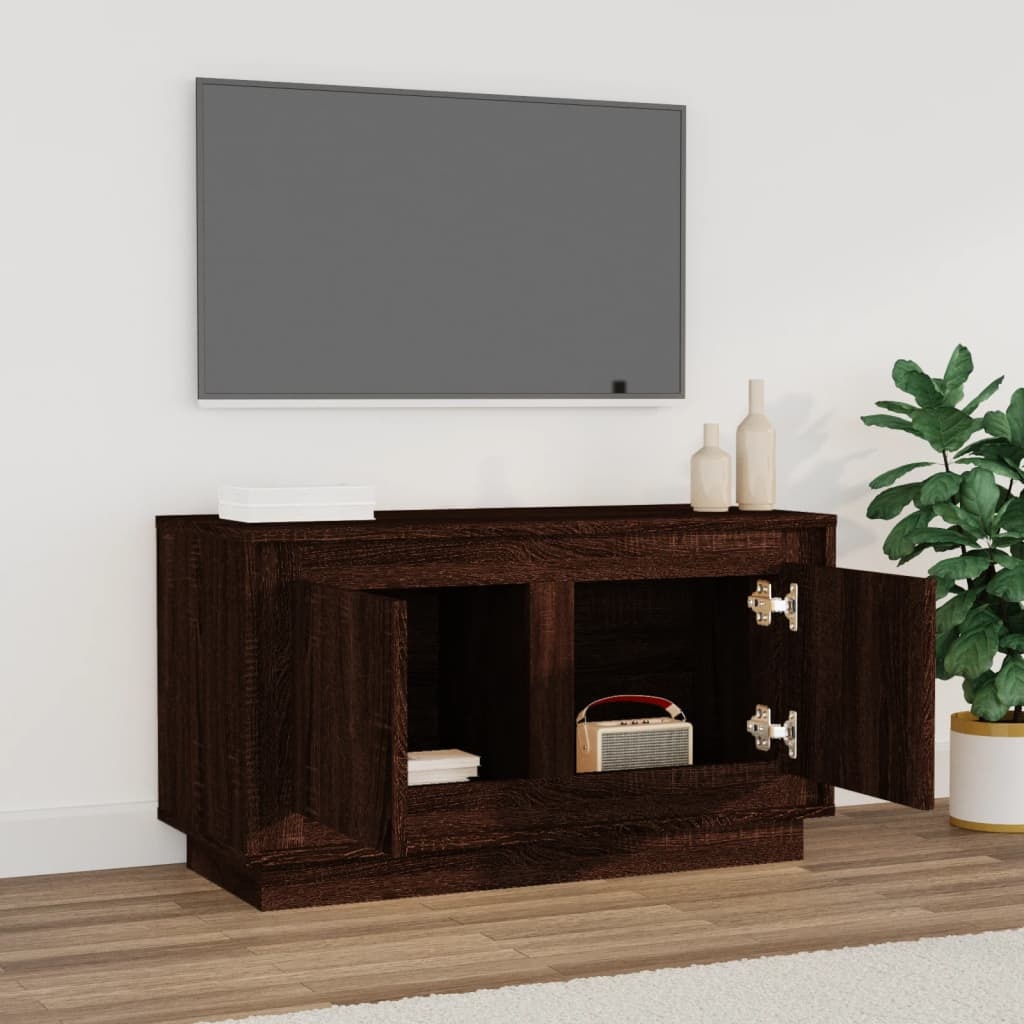 Tv-meubel 80x35x45 cm bewerkt hout bruineikenkleurig