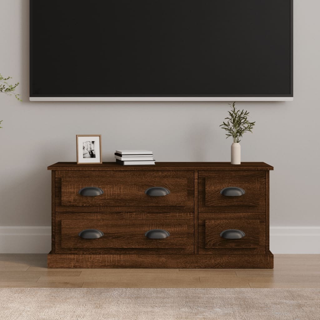 Tv-meubel 100x35,5x45 cm bewerkt hout bruineikenkleurig