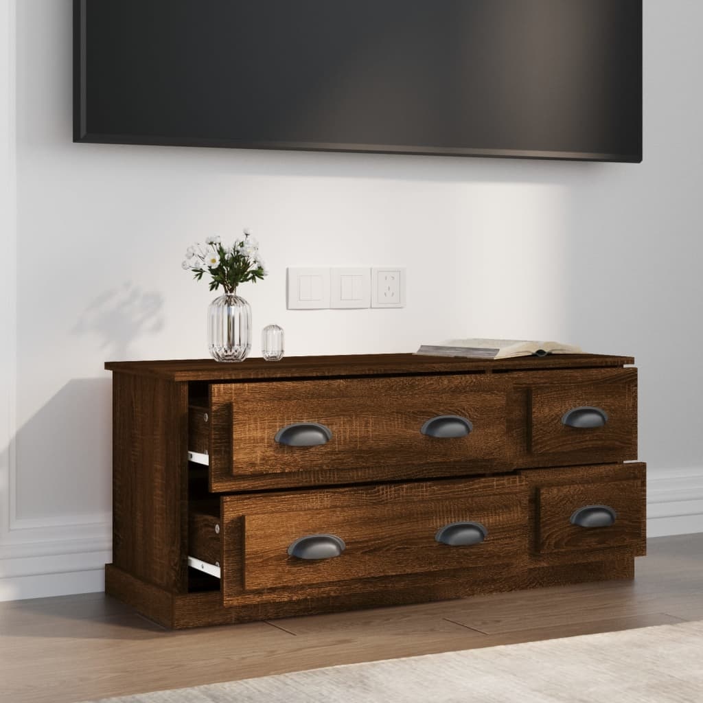 Tv-meubel 100x35,5x45 cm bewerkt hout bruineikenkleurig