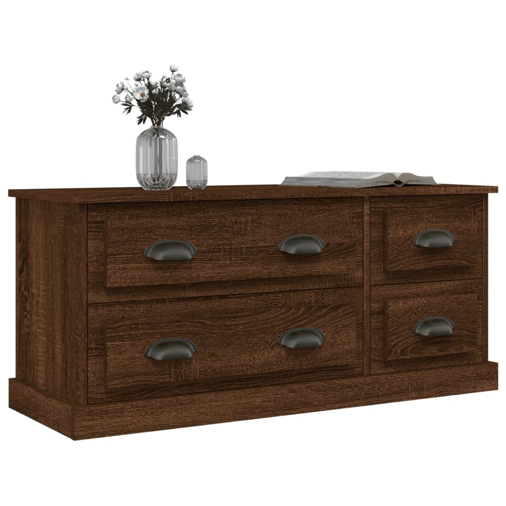 Tv-meubel 100x35,5x45 cm bewerkt hout bruineikenkleurig