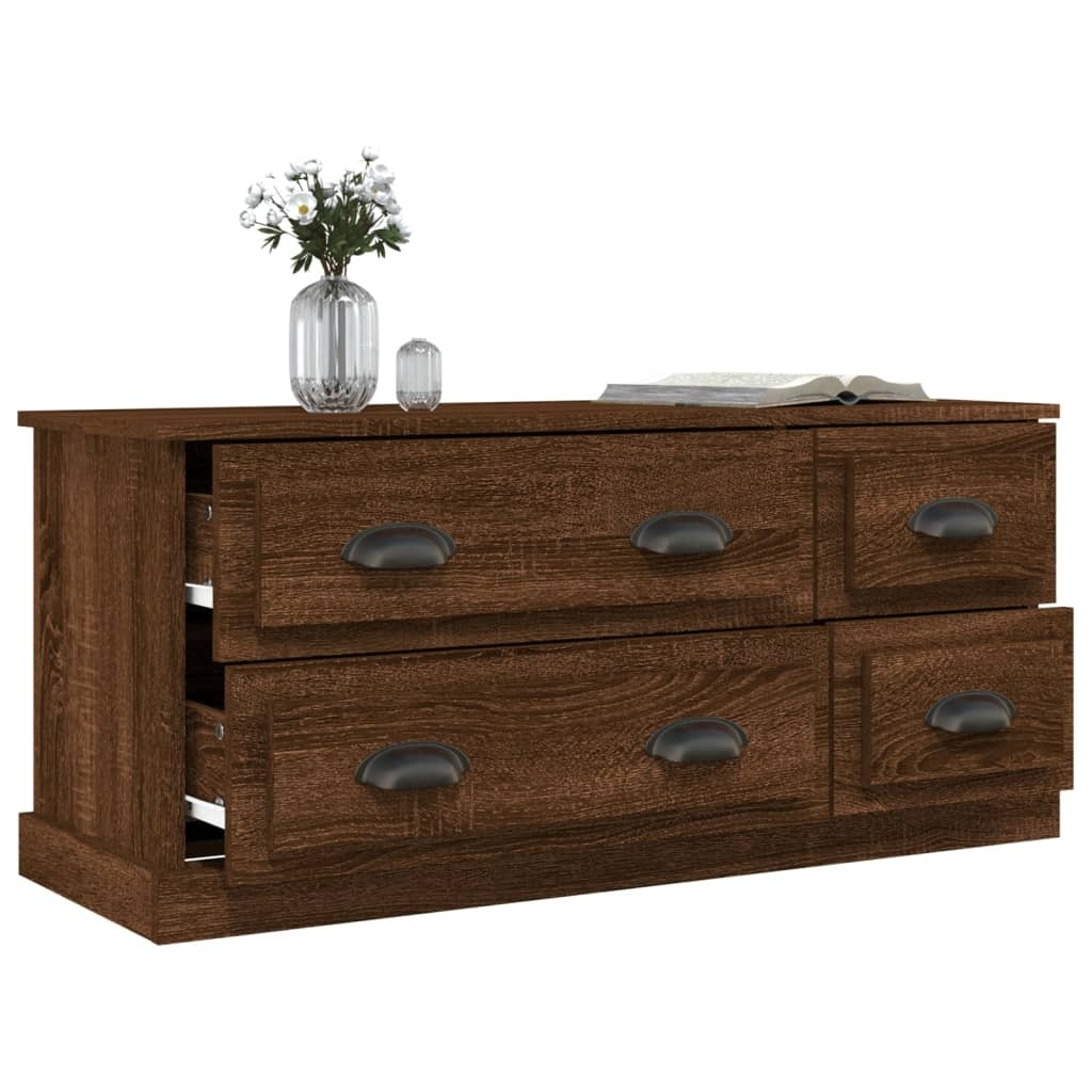 Tv-meubel 100x35,5x45 cm bewerkt hout bruineikenkleurig