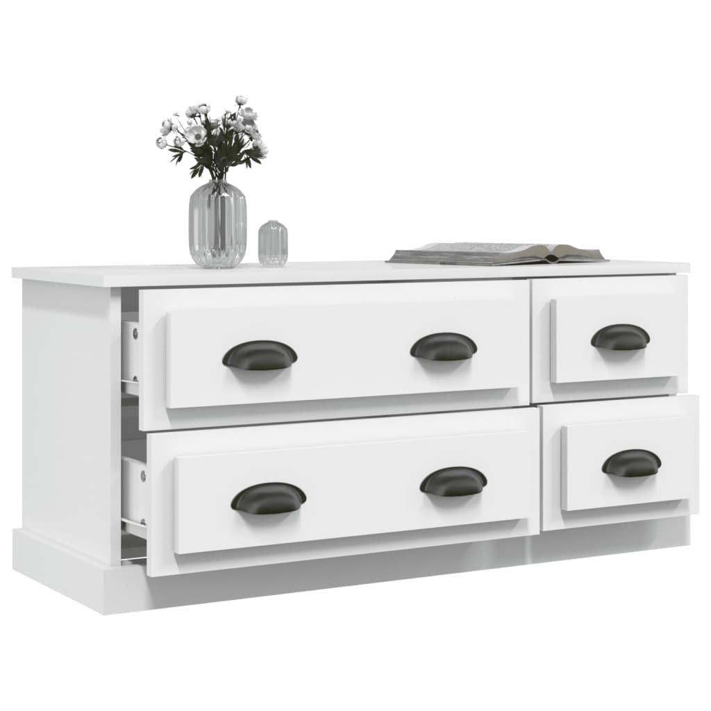 Tv-meubel 100x35,5x45 cm bewerkt hout wit