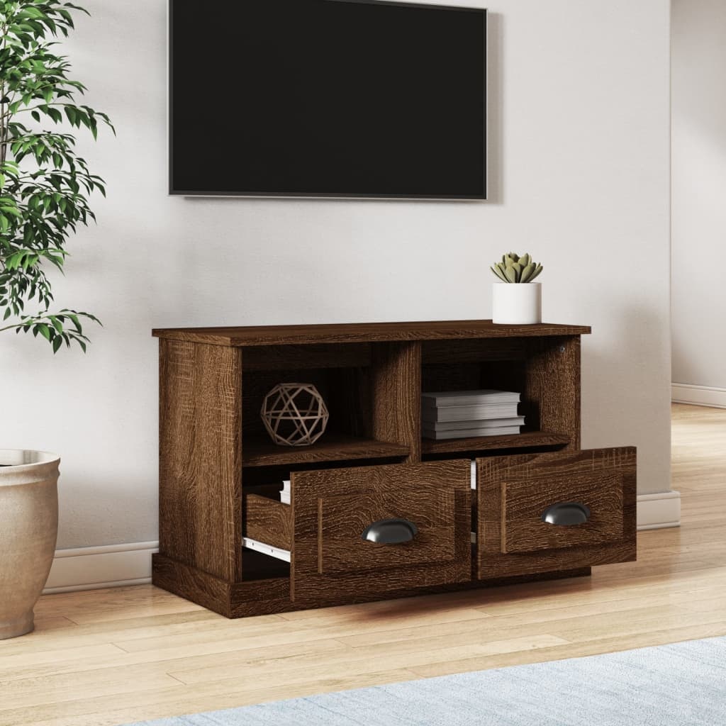 Tv-meubel 80x35x50 cm bewerkt hout bruineikenkleurig