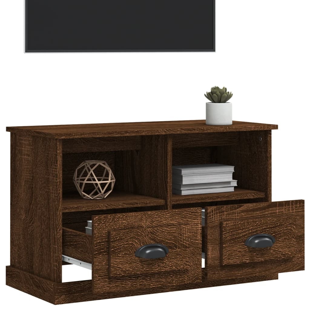 Tv-meubel 80x35x50 cm bewerkt hout bruineikenkleurig