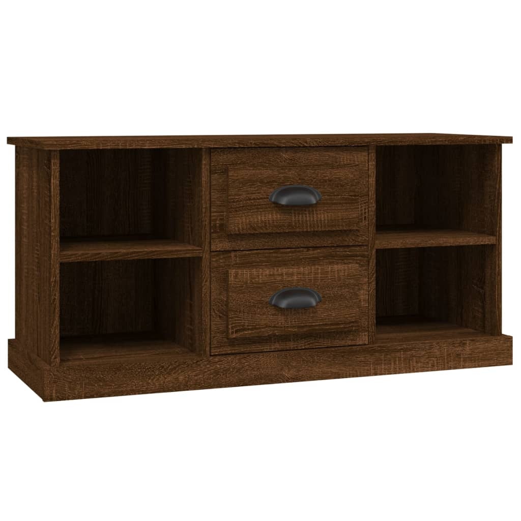 Tv-meubel 99,5x35,5x48 cm bewerkt hout bruineikenkleurig