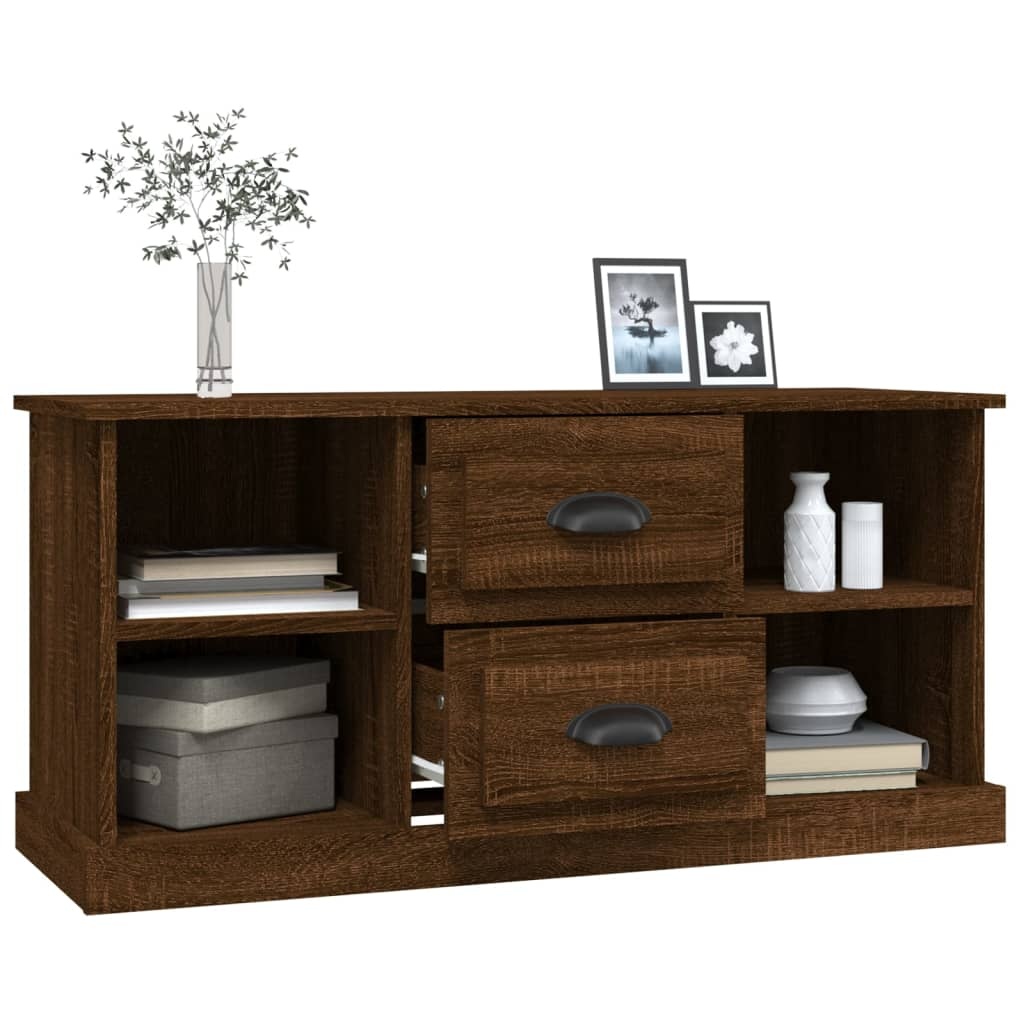Tv-meubel 99,5x35,5x48 cm bewerkt hout bruineikenkleurig