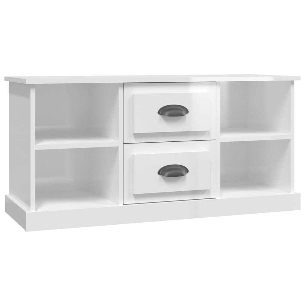 Tv-meubel 99,5x35,5x48 cm bewerkt hout hoogglans wit