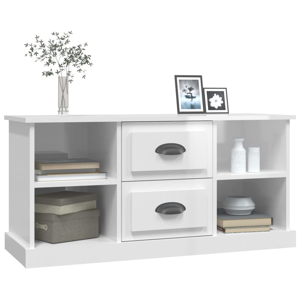 Tv-meubel 99,5x35,5x48 cm bewerkt hout hoogglans wit