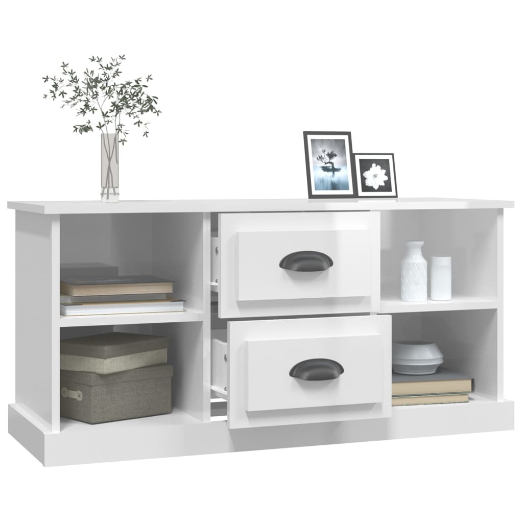 Tv-meubel 99,5x35,5x48 cm bewerkt hout hoogglans wit
