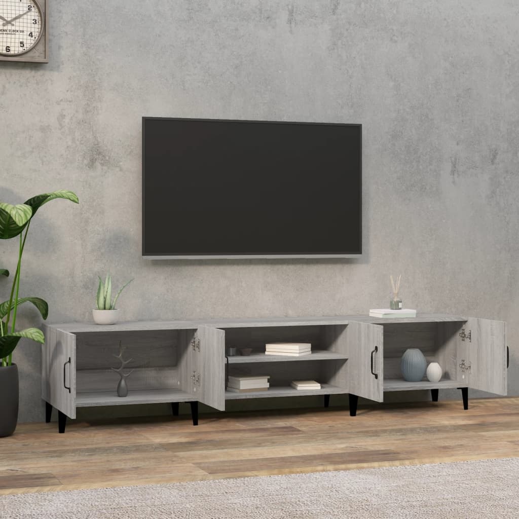 Tv-meubel 180x31,5x40 cm bewerkt hout grijs sonoma eikenkleurig