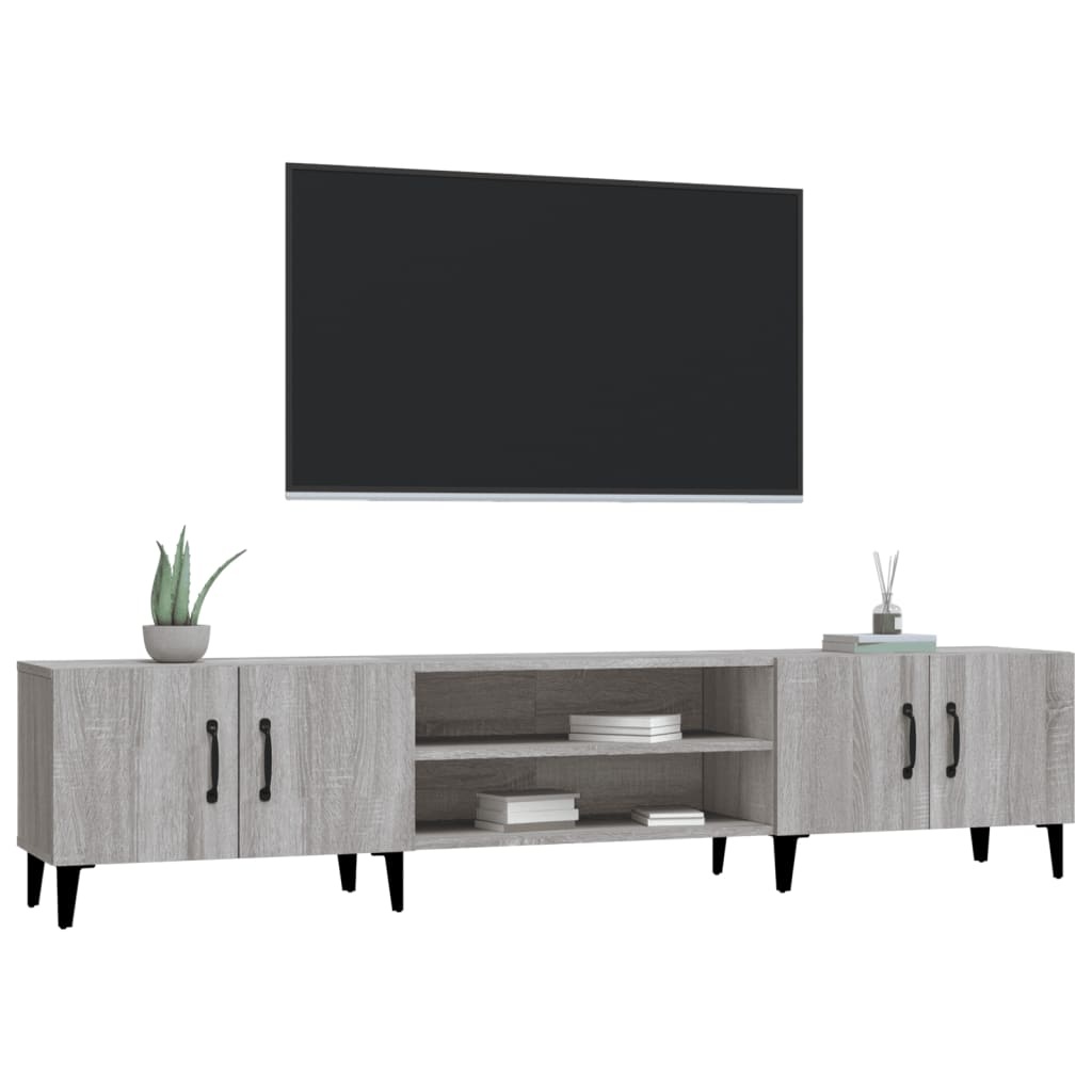 Tv-meubel 180x31,5x40 cm bewerkt hout grijs sonoma eikenkleurig