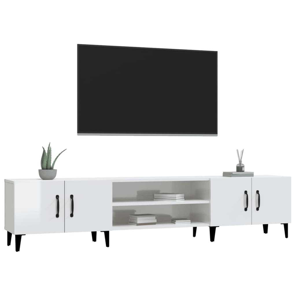 Tv-meubel 180x31,5x40 cm bewerkt hout hoogglans wit