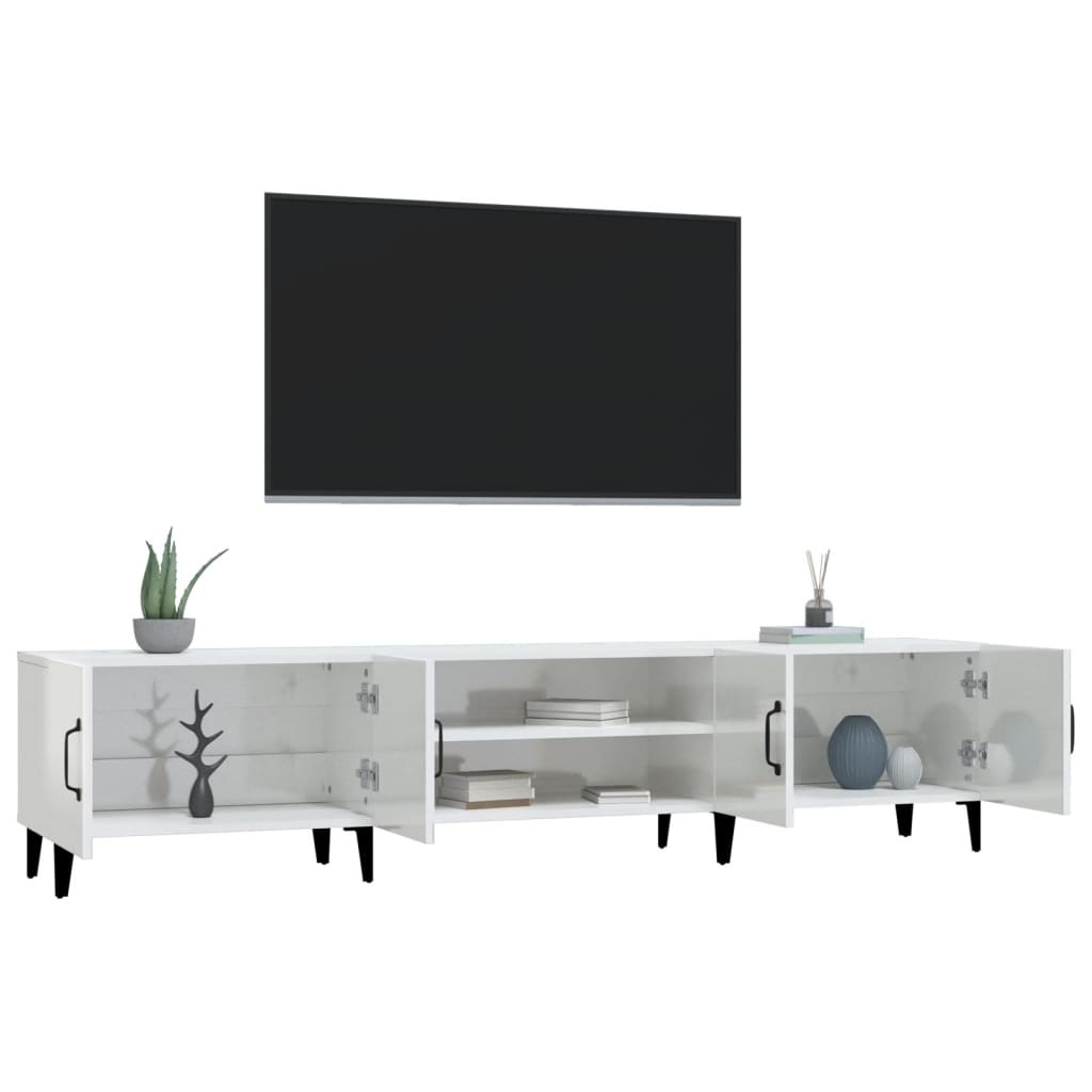 Tv-meubel 180x31,5x40 cm bewerkt hout hoogglans wit