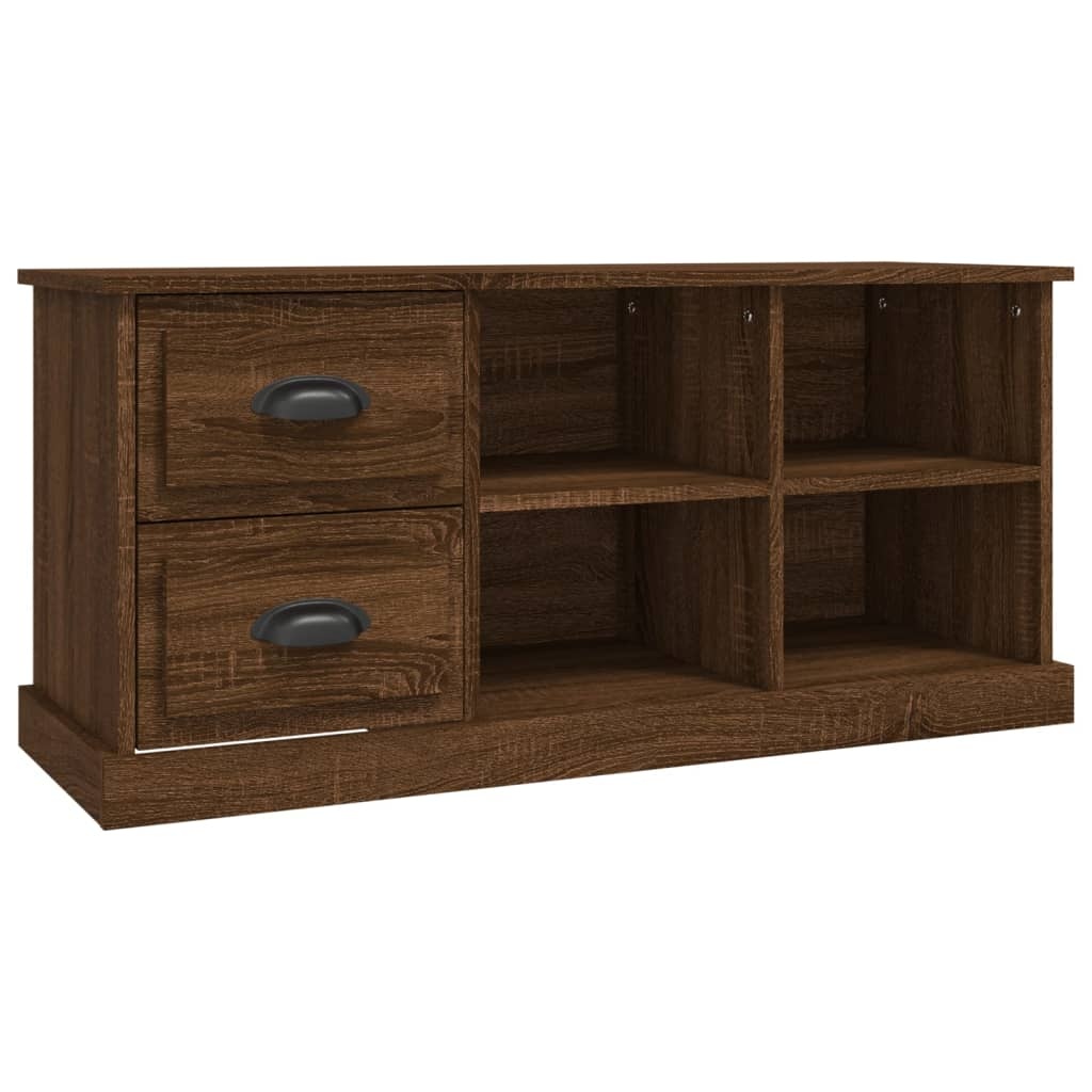 Tv-meubel 102x35,5x47,5 cm bewerkt hout bruineikenkleurig
