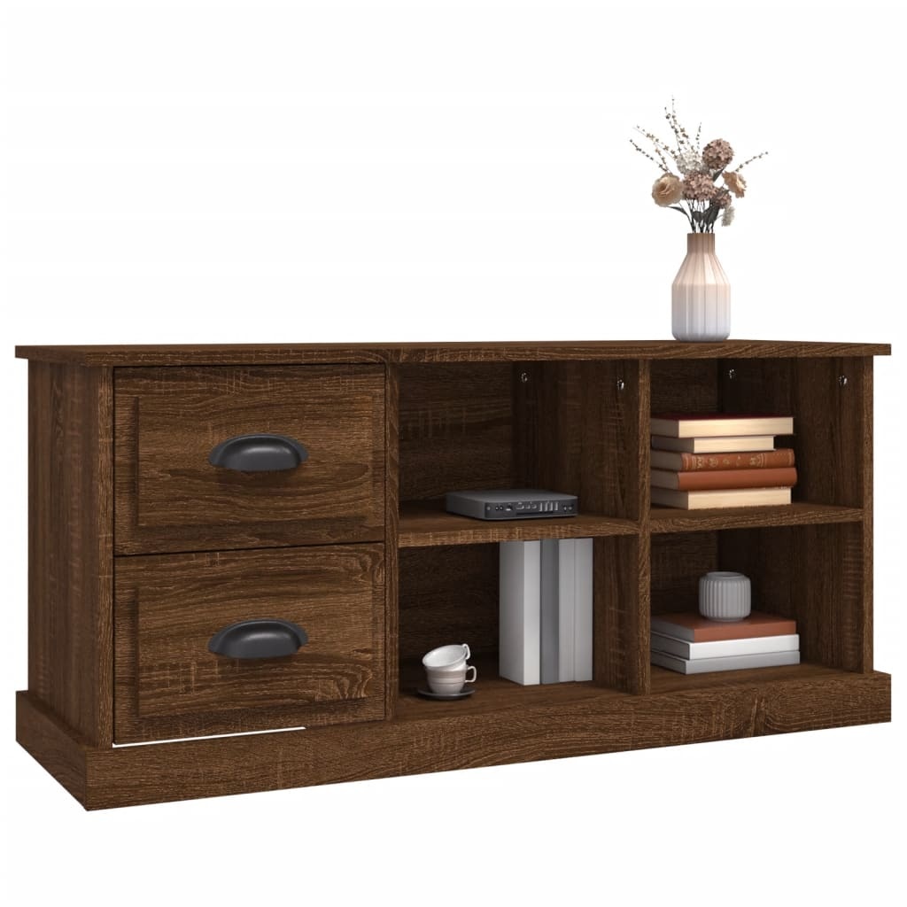 Tv-meubel 102x35,5x47,5 cm bewerkt hout bruineikenkleurig