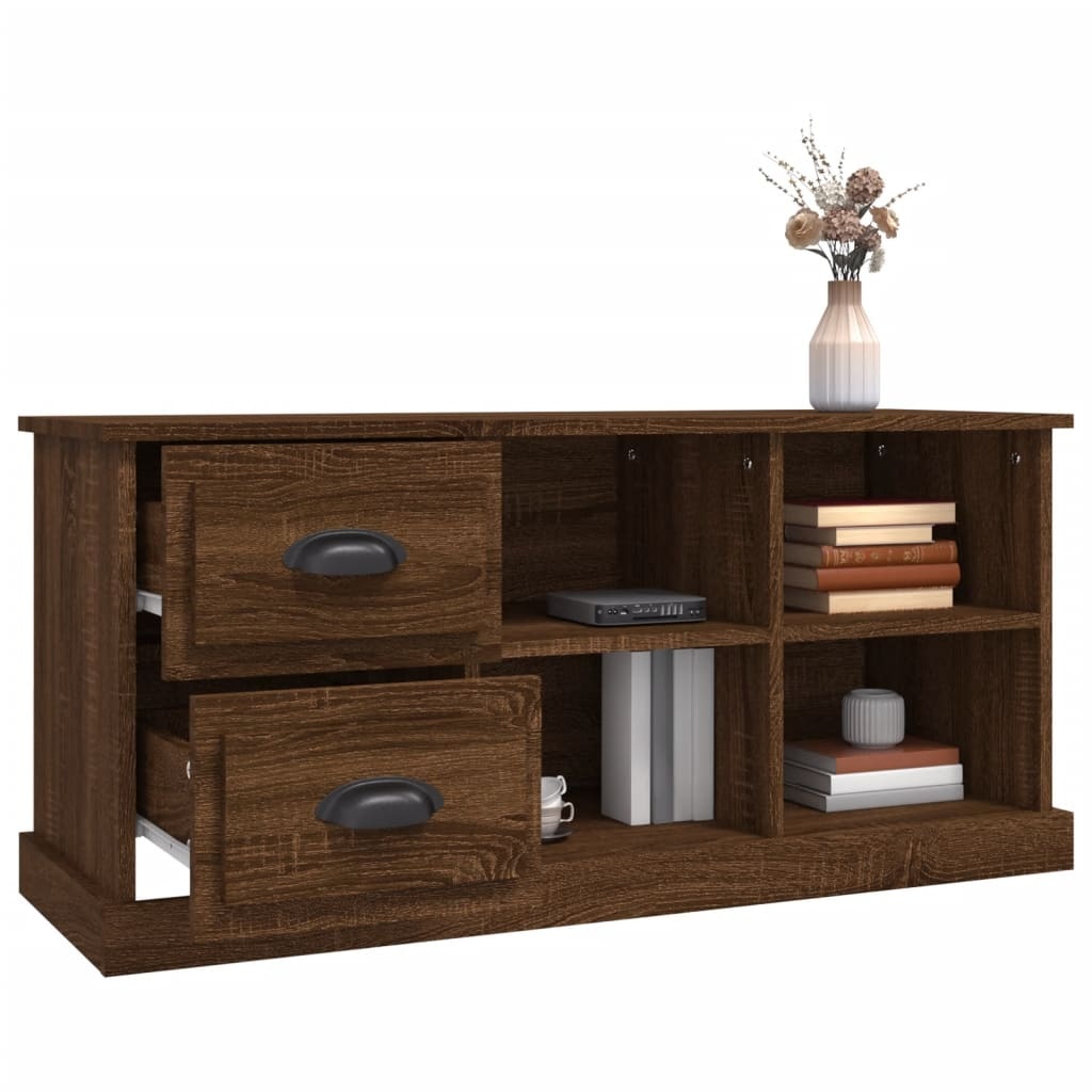 Tv-meubel 102x35,5x47,5 cm bewerkt hout bruineikenkleurig