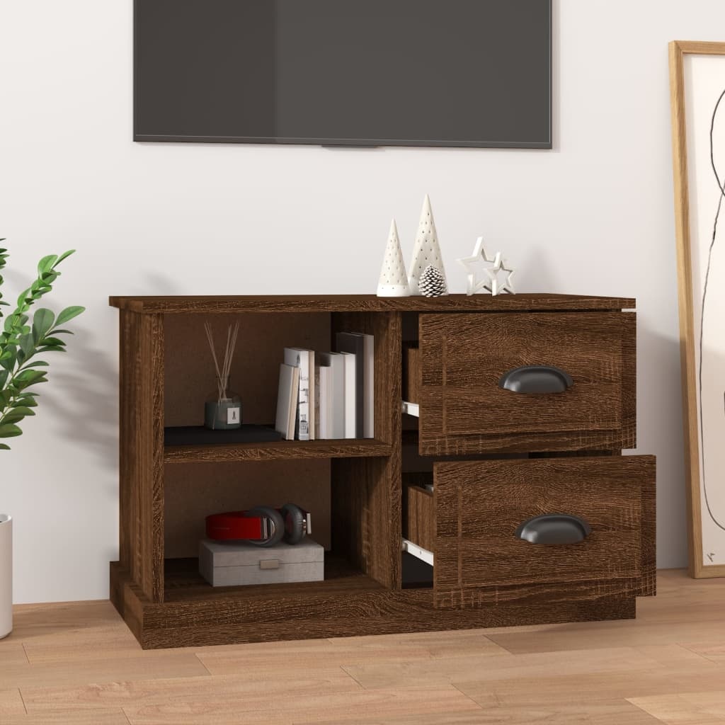 Tv-meubel 73x35,5x47,5 cm bewerkt hout bruineikenkleurig