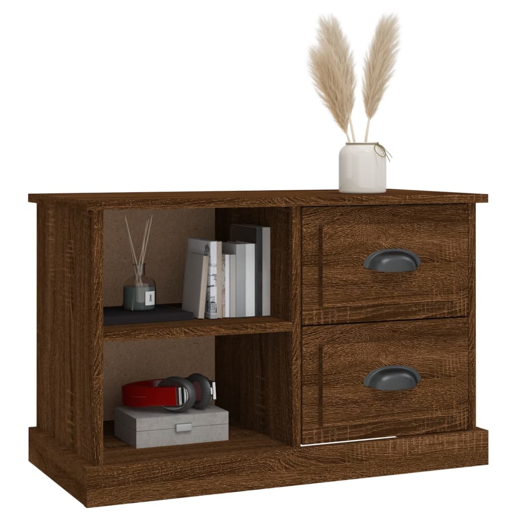 Tv-meubel 73x35,5x47,5 cm bewerkt hout bruineikenkleurig