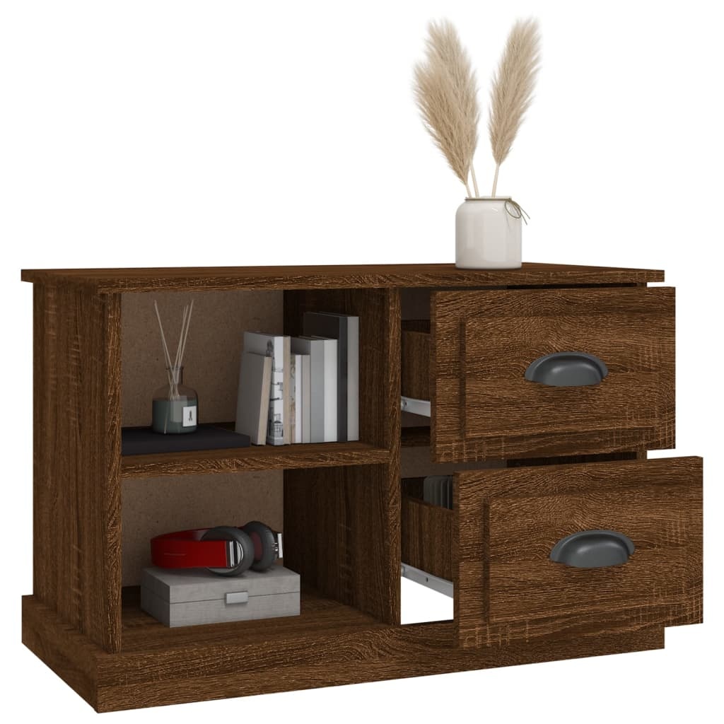Tv-meubel 73x35,5x47,5 cm bewerkt hout bruineikenkleurig