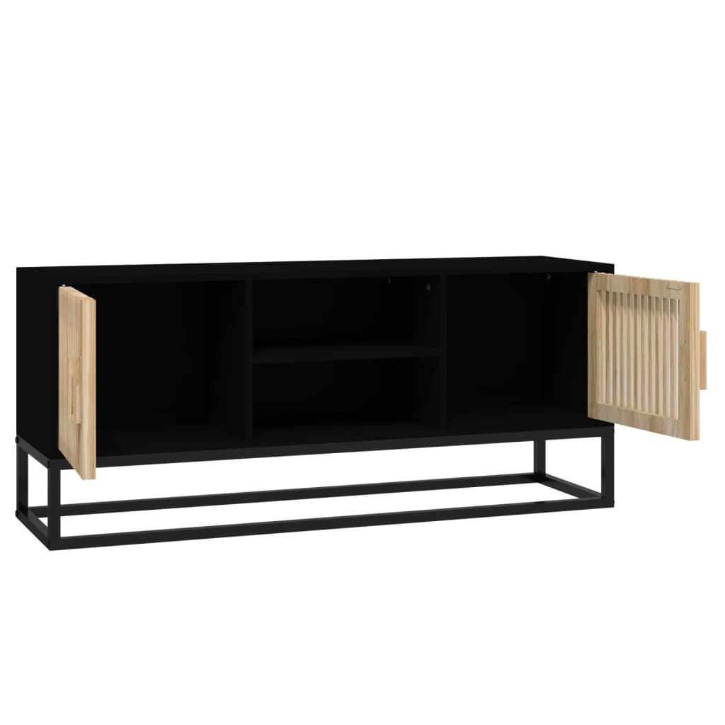 Tv-meubel 105x30x45 cm bewerkt hout en ijzer zwart