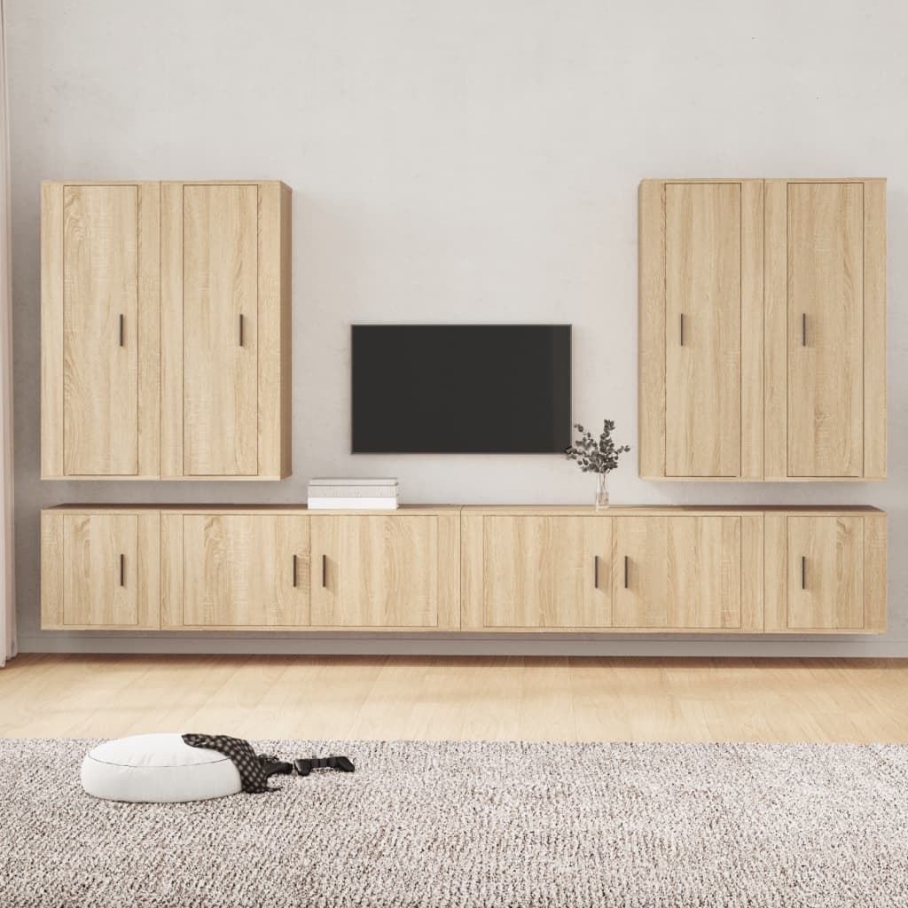 8-delige Tv-meubelset bewerkt hout sonoma eikenkleurig