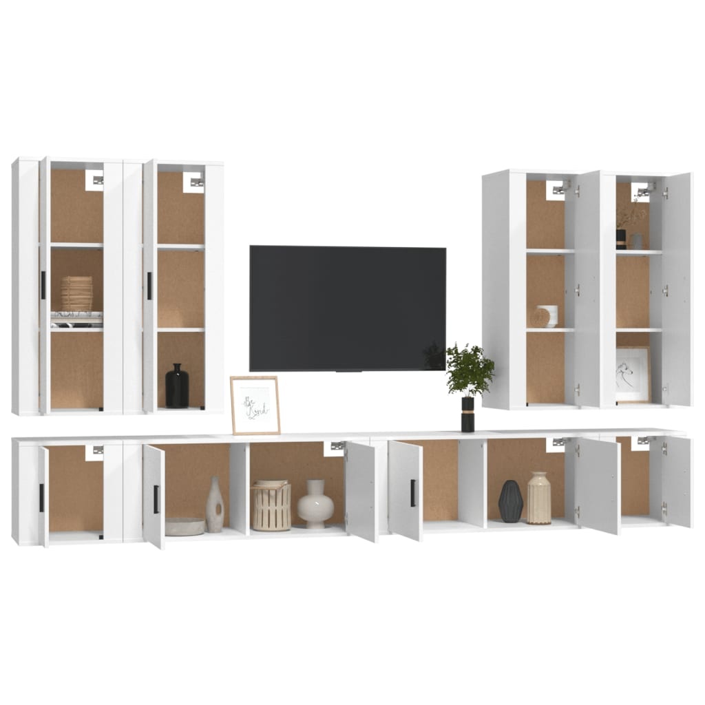 8-delige Tv-meubelset bewerkt hout wit