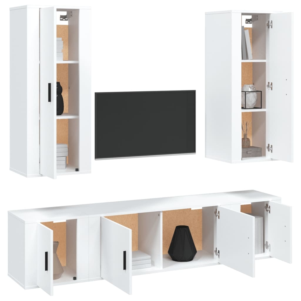 5-delige Tv-meubelset bewerkt hout wit