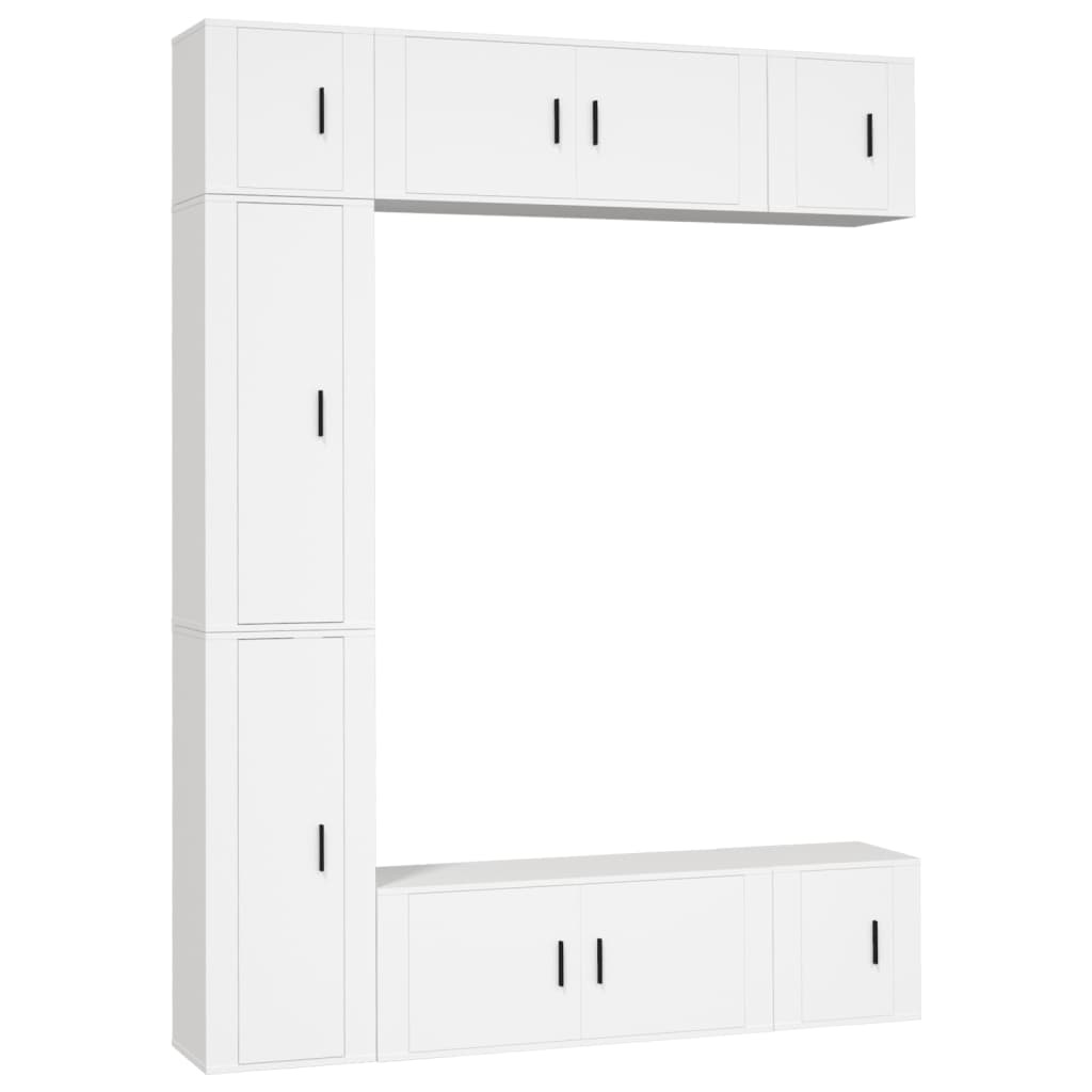 7-delige Tv-meubelset bewerkt hout wit