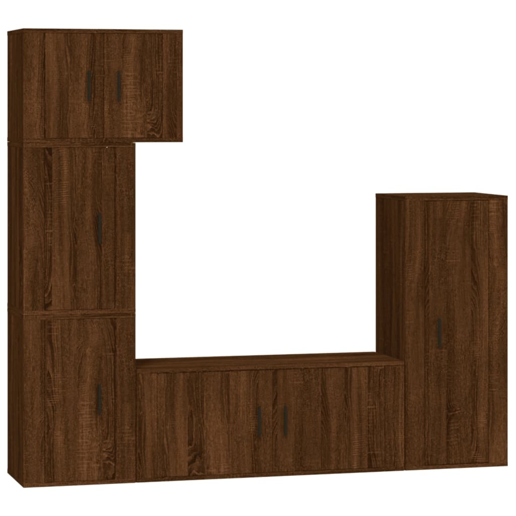 5-delige Tv-meubelset bewerkt hout bruineikenkleurig