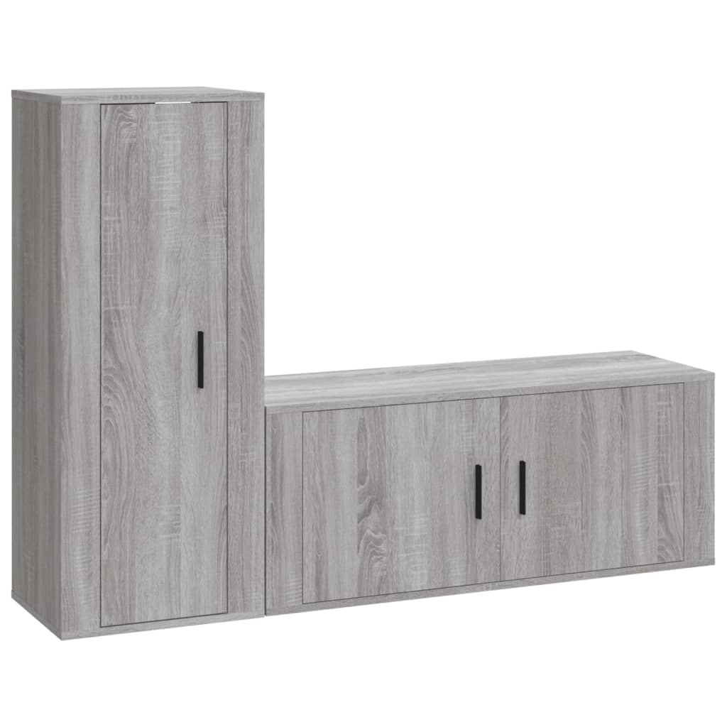 2-delige Tv-meubelset bewerkt hout grijs sonoma eikenkleurig