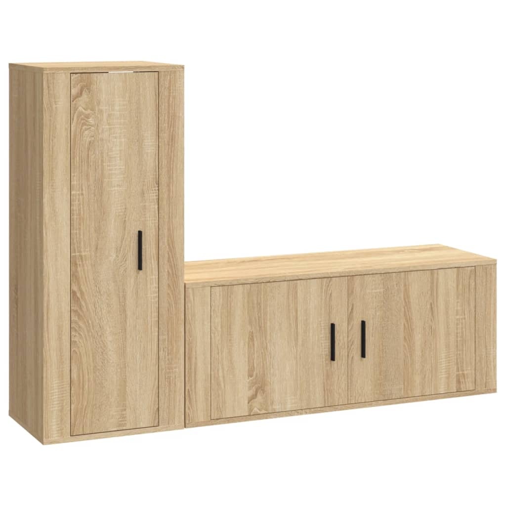 2-delige Tv-meubelset bewerkt hout sonoma eikenkleurig