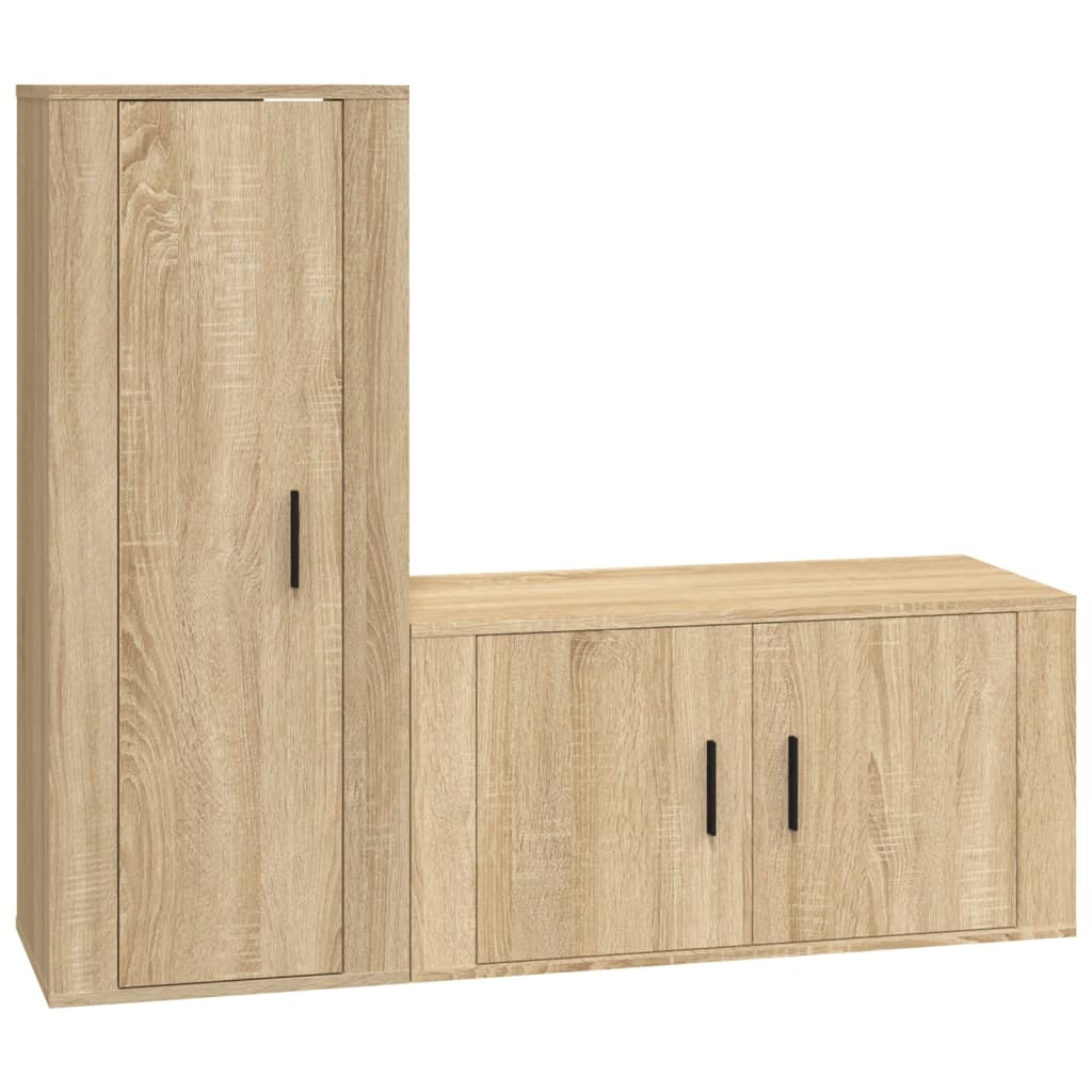 2-delige Tv-meubelset bewerkt hout sonoma eikenkleurig