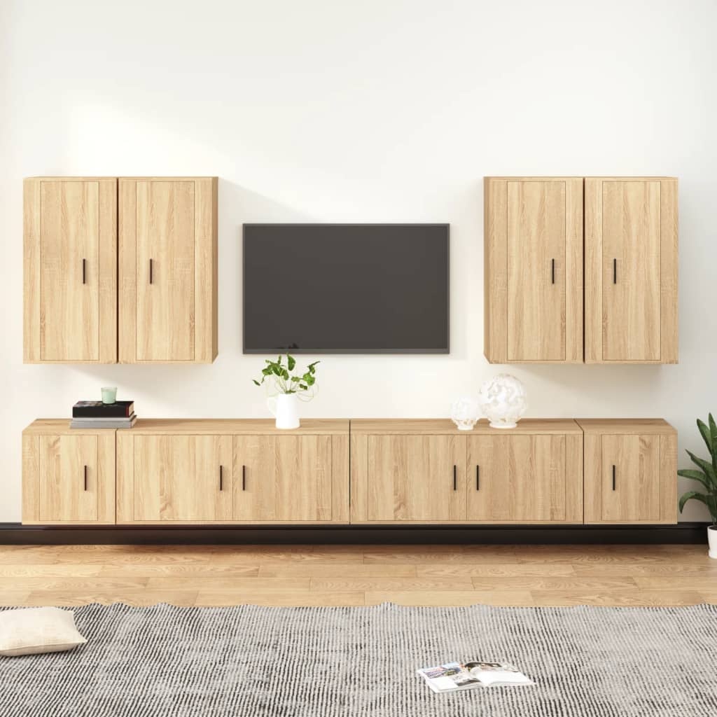 8-delige Tv-meubelset bewerkt hout sonoma eikenkleurig