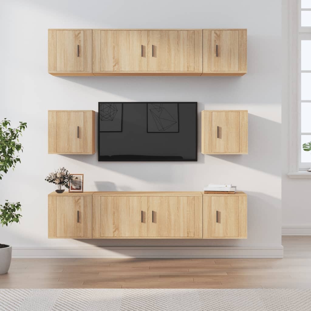 8-delige Tv-meubelset bewerkt hout sonoma eikenkleurig