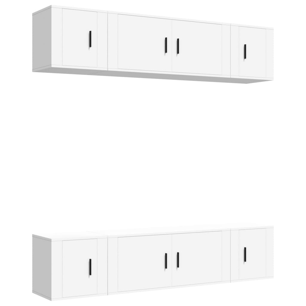 6-delige Tv-meubelset bewerkt hout wit