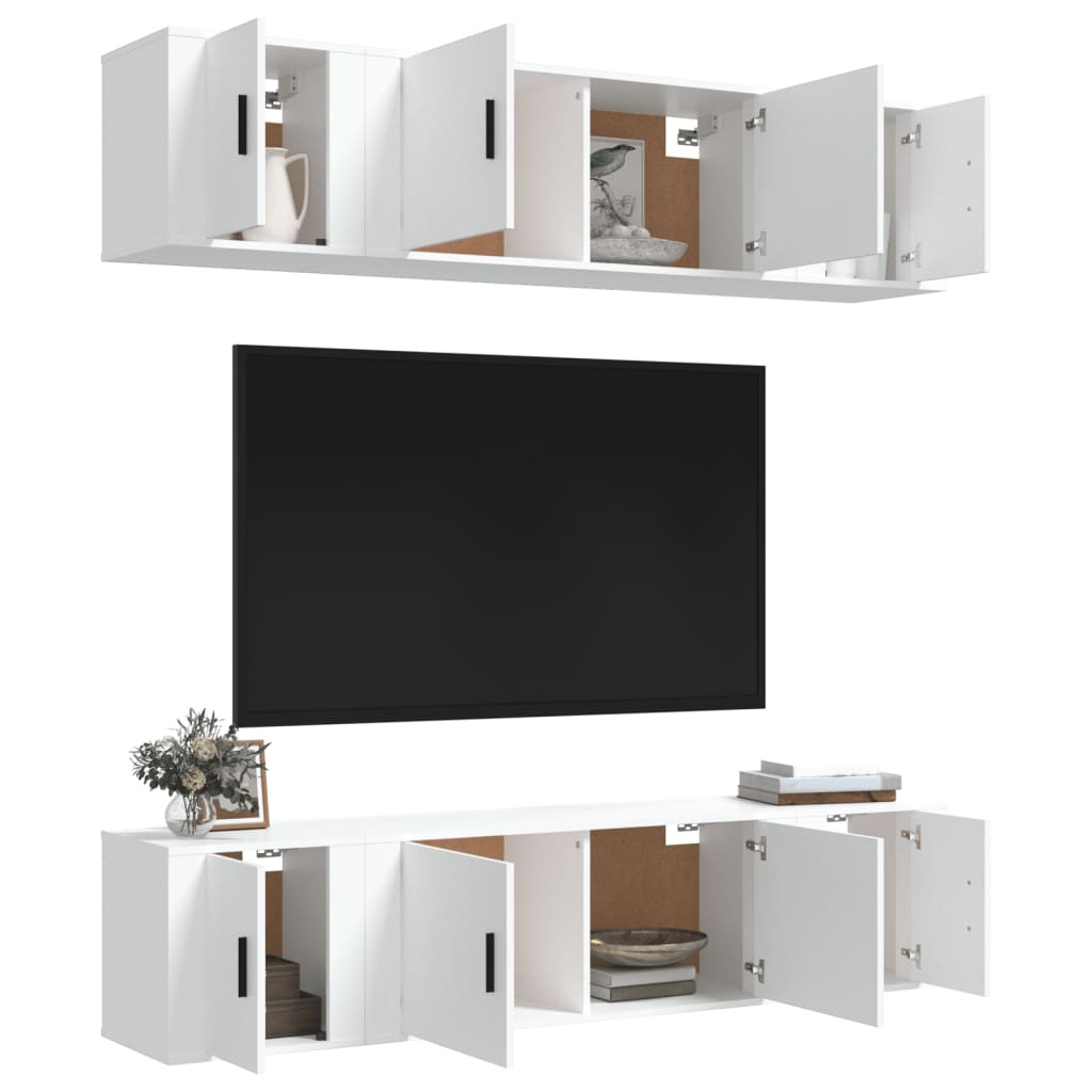 6-delige Tv-meubelset bewerkt hout wit