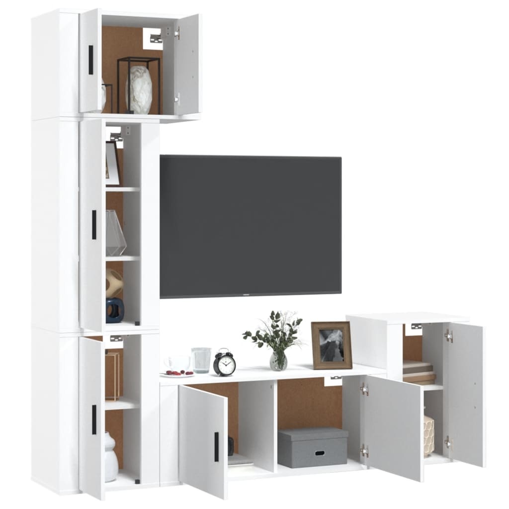 5-delige Tv-meubelset bewerkt hout wit