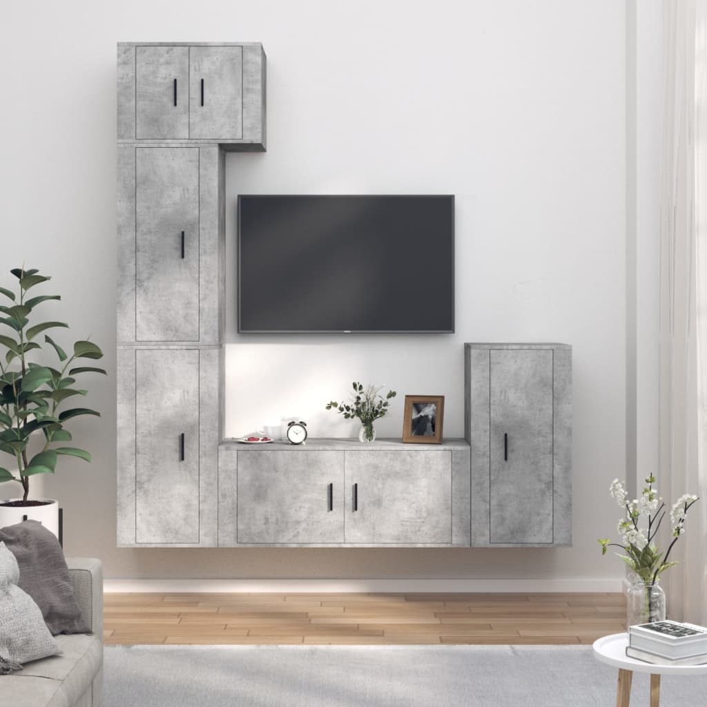 5-delige Tv-meubelset bewerkt hout betongrijs